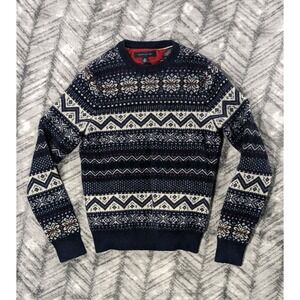 Tommy Hilfiger Lambswool Fair isle Christmas Sweater Nordic Winter Men's Small S